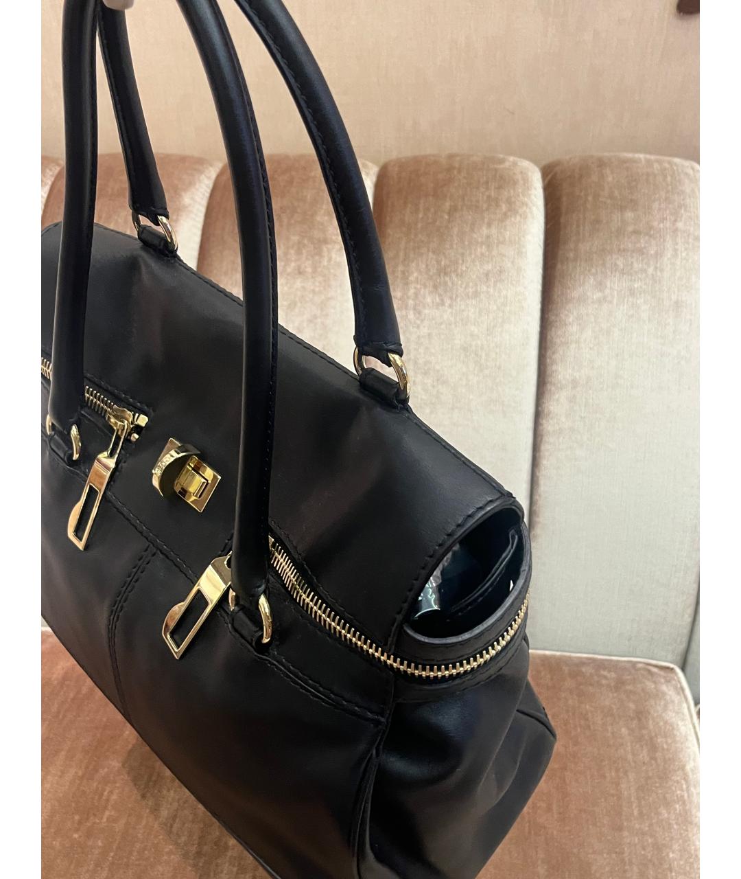 MAX MARA Черная кожаная сумка с короткими ручками, фото 2