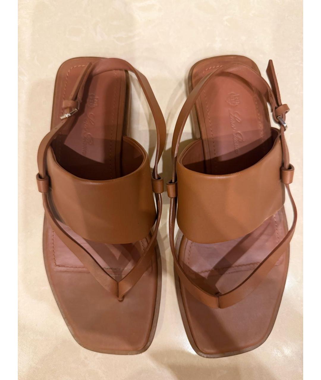 LORO PIANA Коричневые кожаные сандалии, фото 3