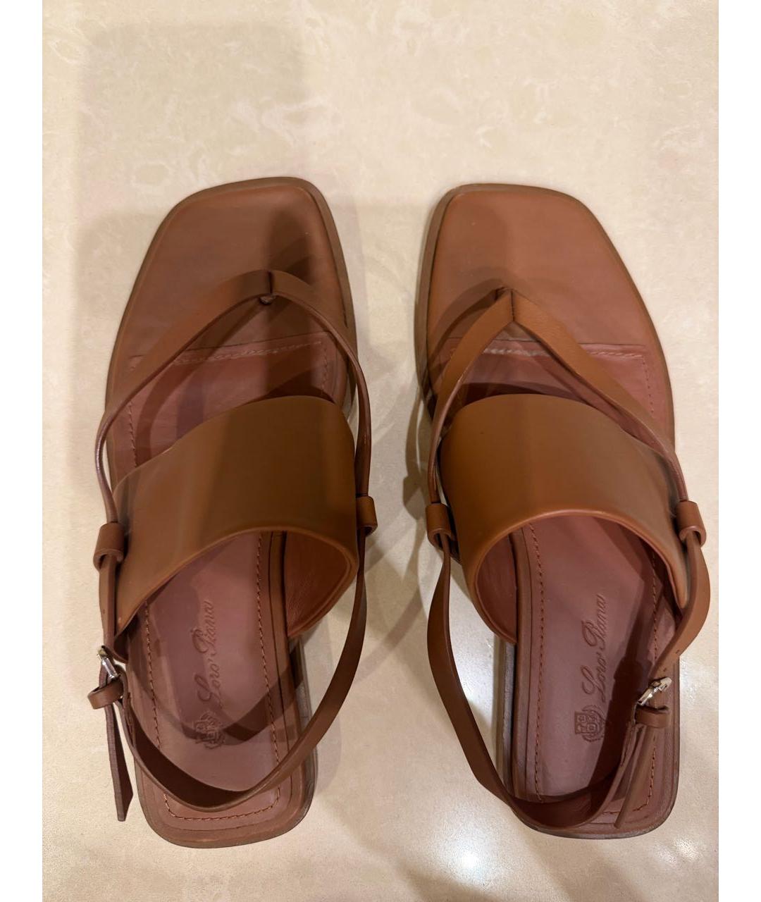 LORO PIANA Коричневые кожаные сандалии, фото 8