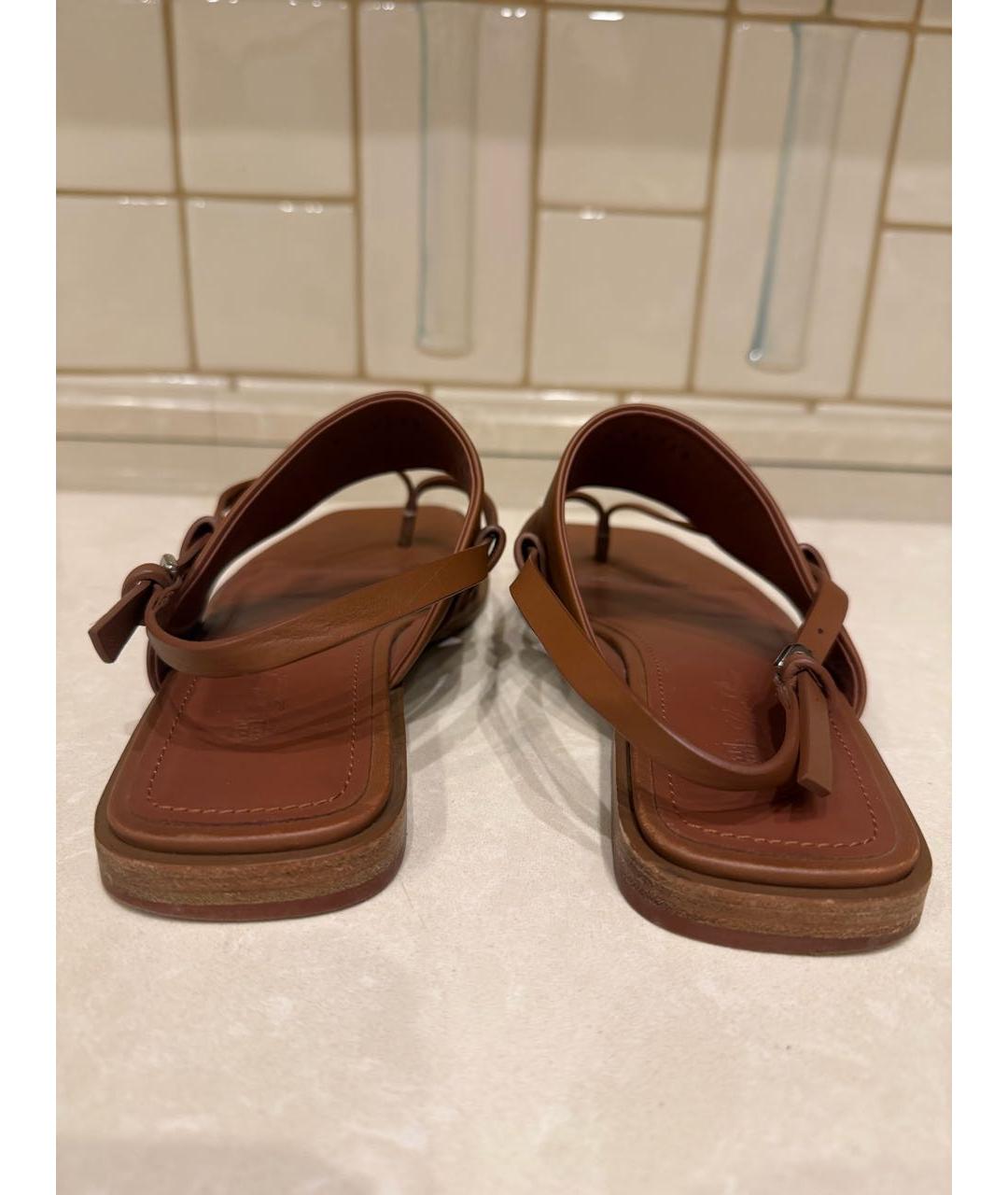 LORO PIANA Коричневые кожаные сандалии, фото 4