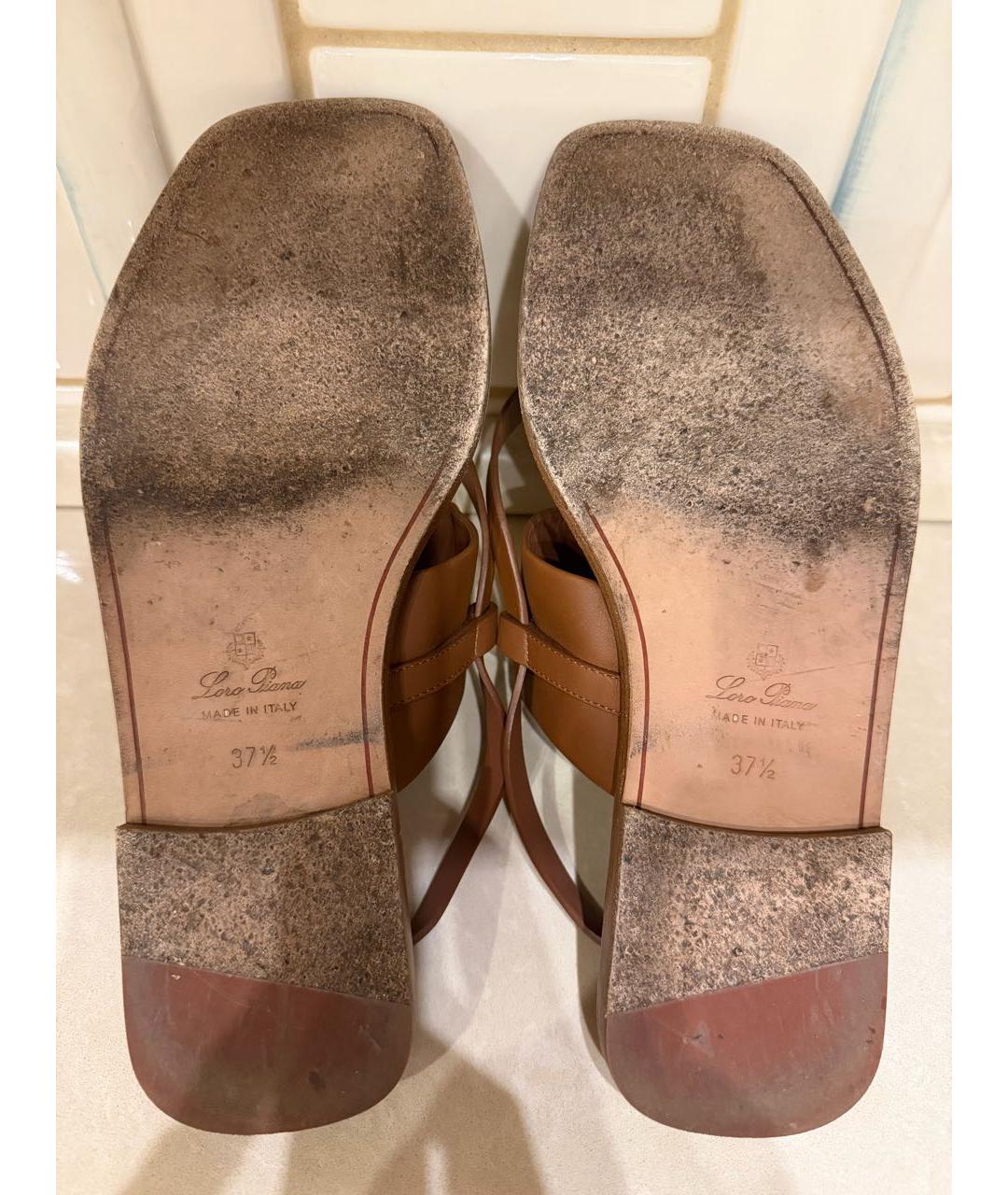 LORO PIANA Коричневые кожаные сандалии, фото 5
