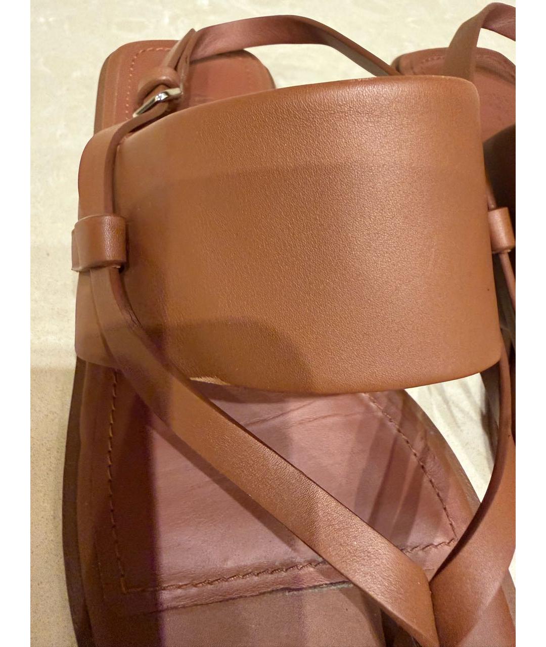 LORO PIANA Коричневые кожаные сандалии, фото 6