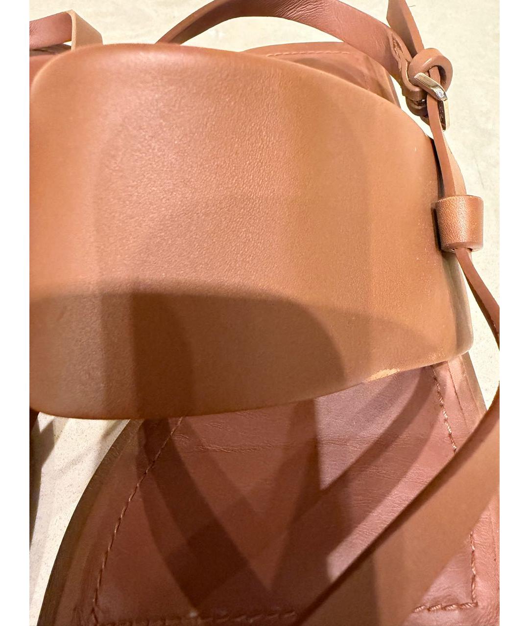 LORO PIANA Коричневые кожаные сандалии, фото 7