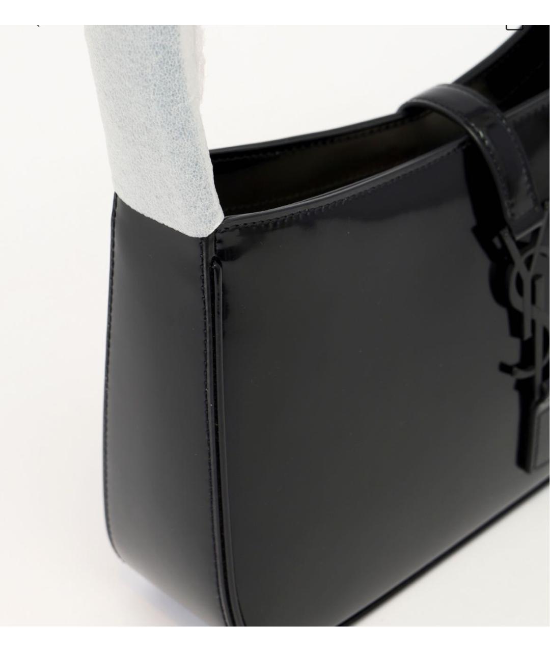 SAINT LAURENT Черная сумка с короткими ручками из лакированной кожи, фото 7
