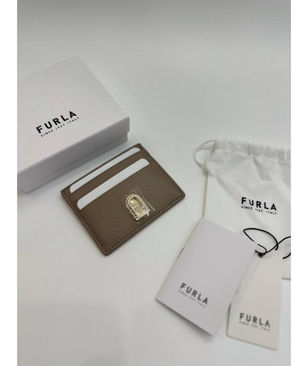 FURLA Бежевый кожаный кардхолдер, фото 2