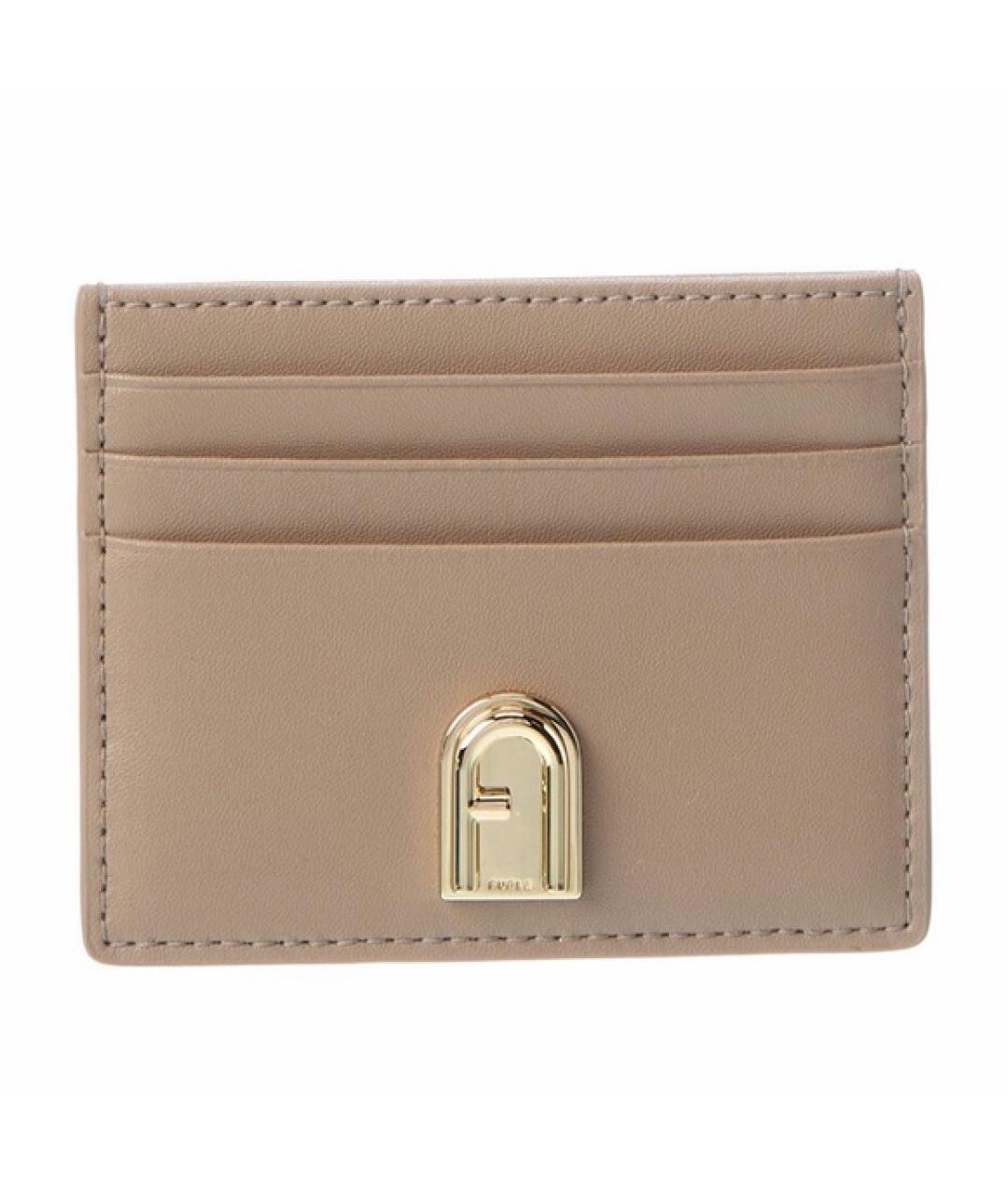 FURLA Бежевый кожаный кардхолдер, фото 1
