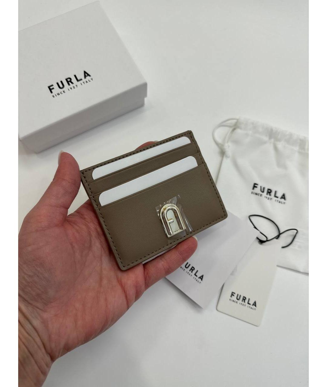 FURLA Бежевый кожаный кардхолдер, фото 3