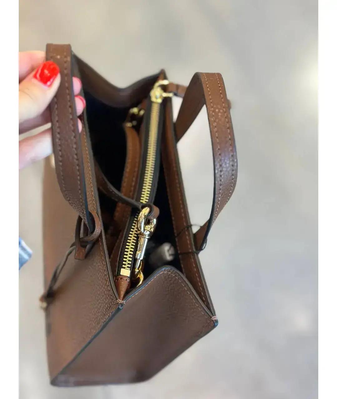 MARC JACOBS Коричневая кожаная сумка с короткими ручками, фото 4