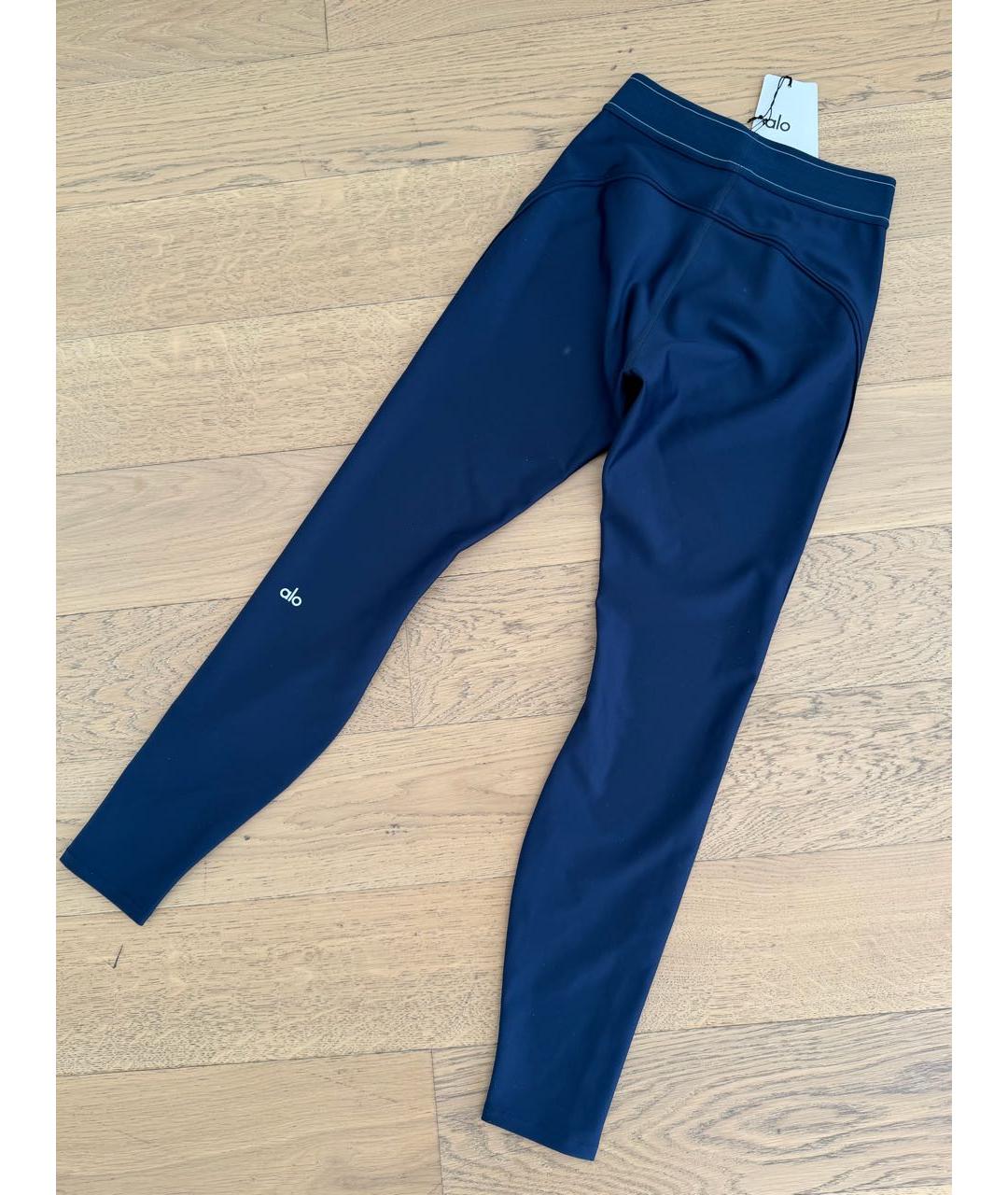 ALO YOGA Синие полиэстеровые леггинсы и велосипедки, фото 4