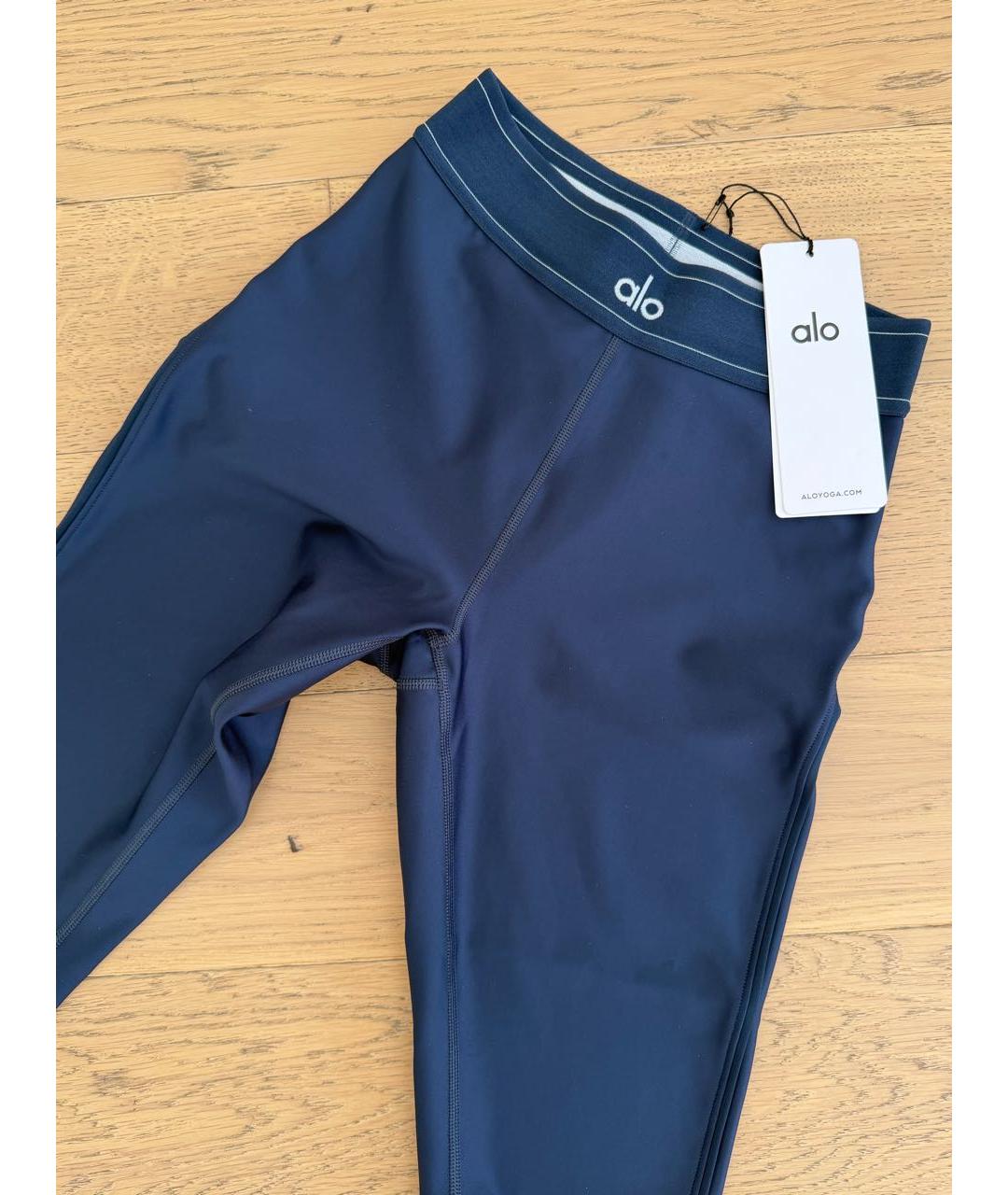 ALO YOGA Синие полиэстеровые леггинсы и велосипедки, фото 2