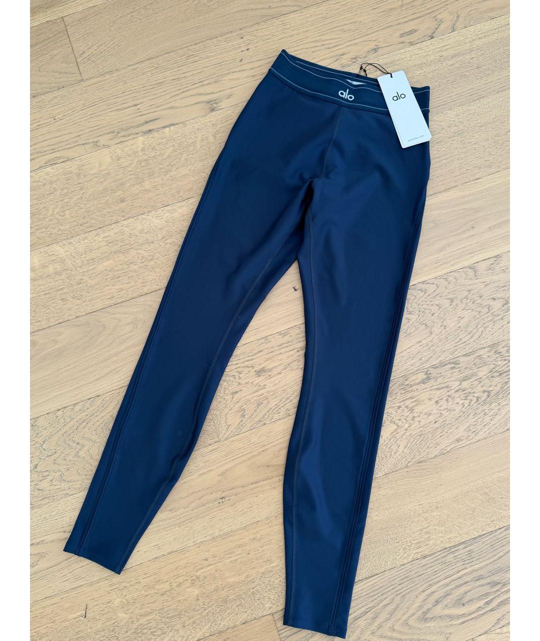 ALO YOGA Синие полиэстеровые леггинсы и велосипедки, фото 5