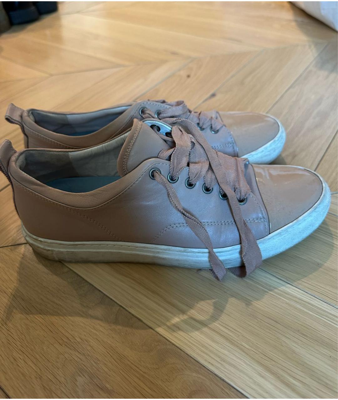 LANVIN Бежевые кожаные кроссовки, фото 4