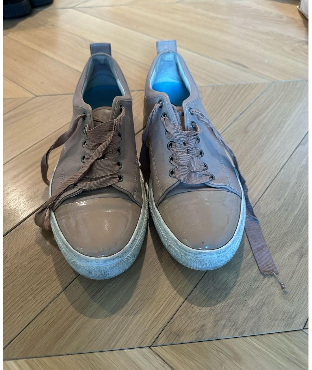 LANVIN Бежевые кожаные кроссовки, фото 2