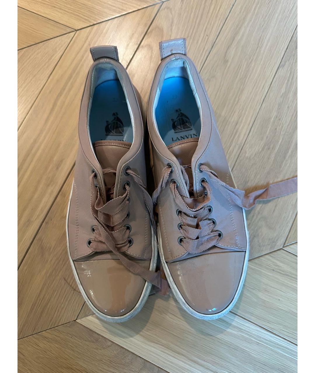 LANVIN Бежевые кожаные кроссовки, фото 3