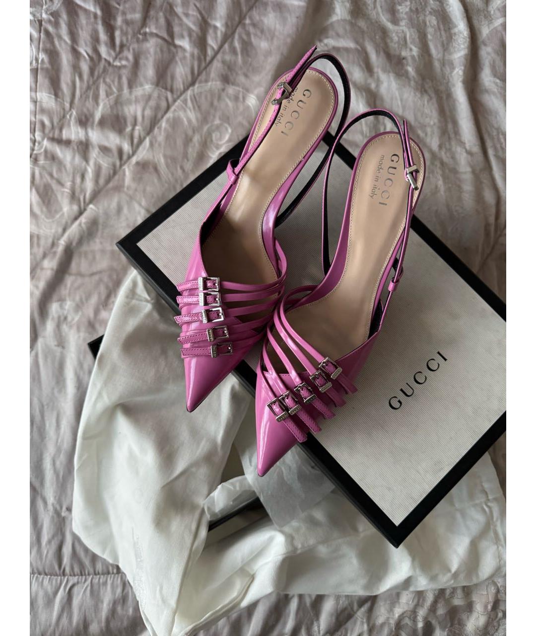 GUCCI Розовые кожаные туфли, фото 2