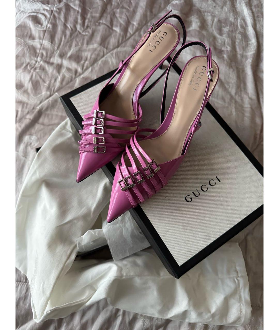 GUCCI Розовые кожаные туфли, фото 4