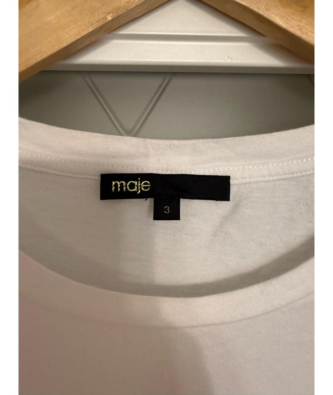 MAJE Белая хлопковая футболка, фото 3