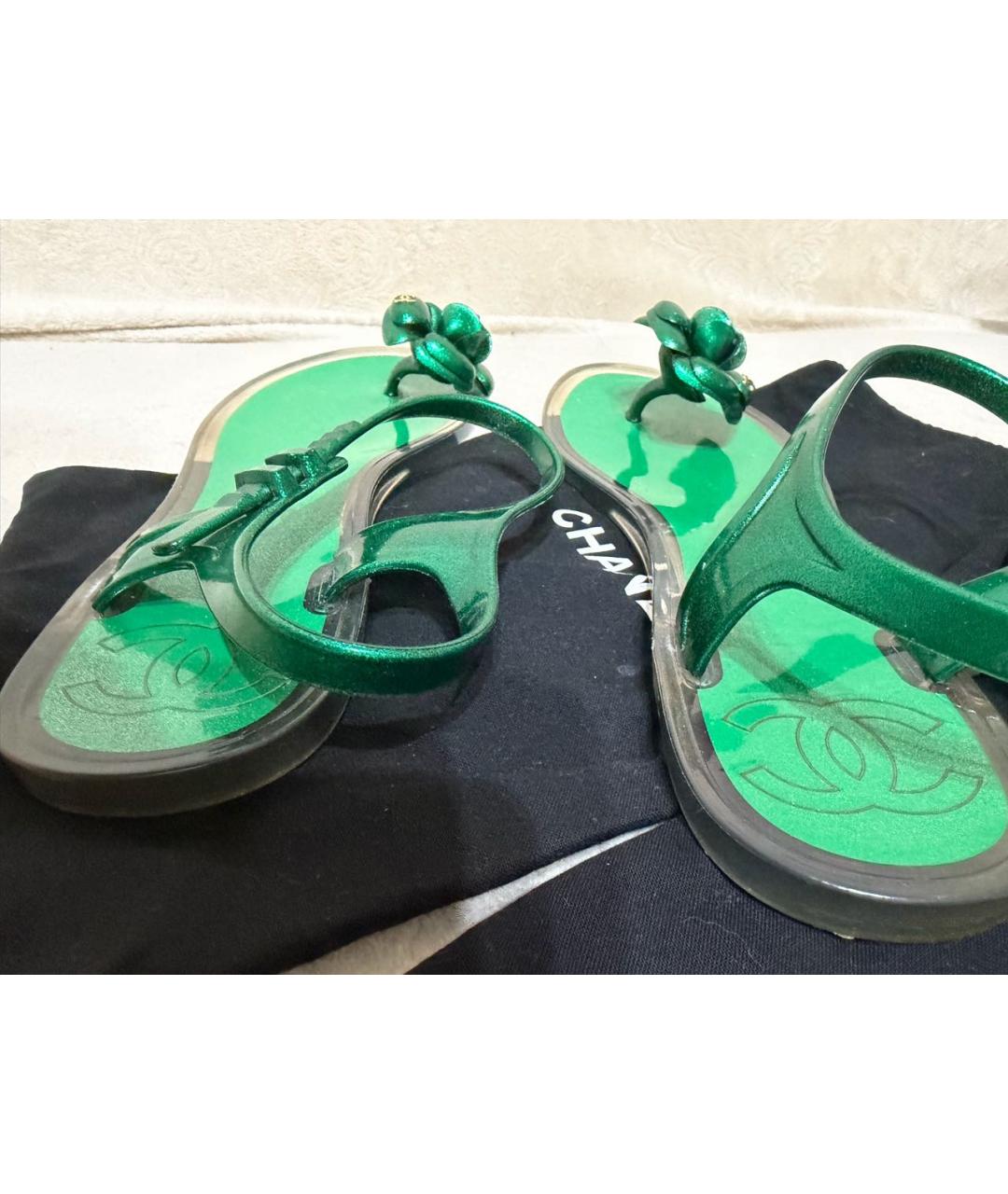 CHANEL Зеленые сандалии, фото 4