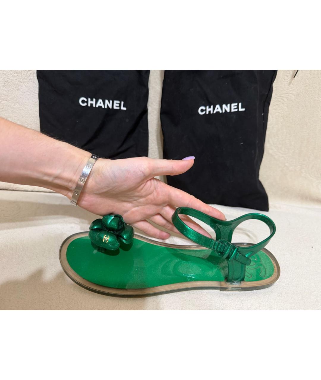 CHANEL Зеленые сандалии, фото 6