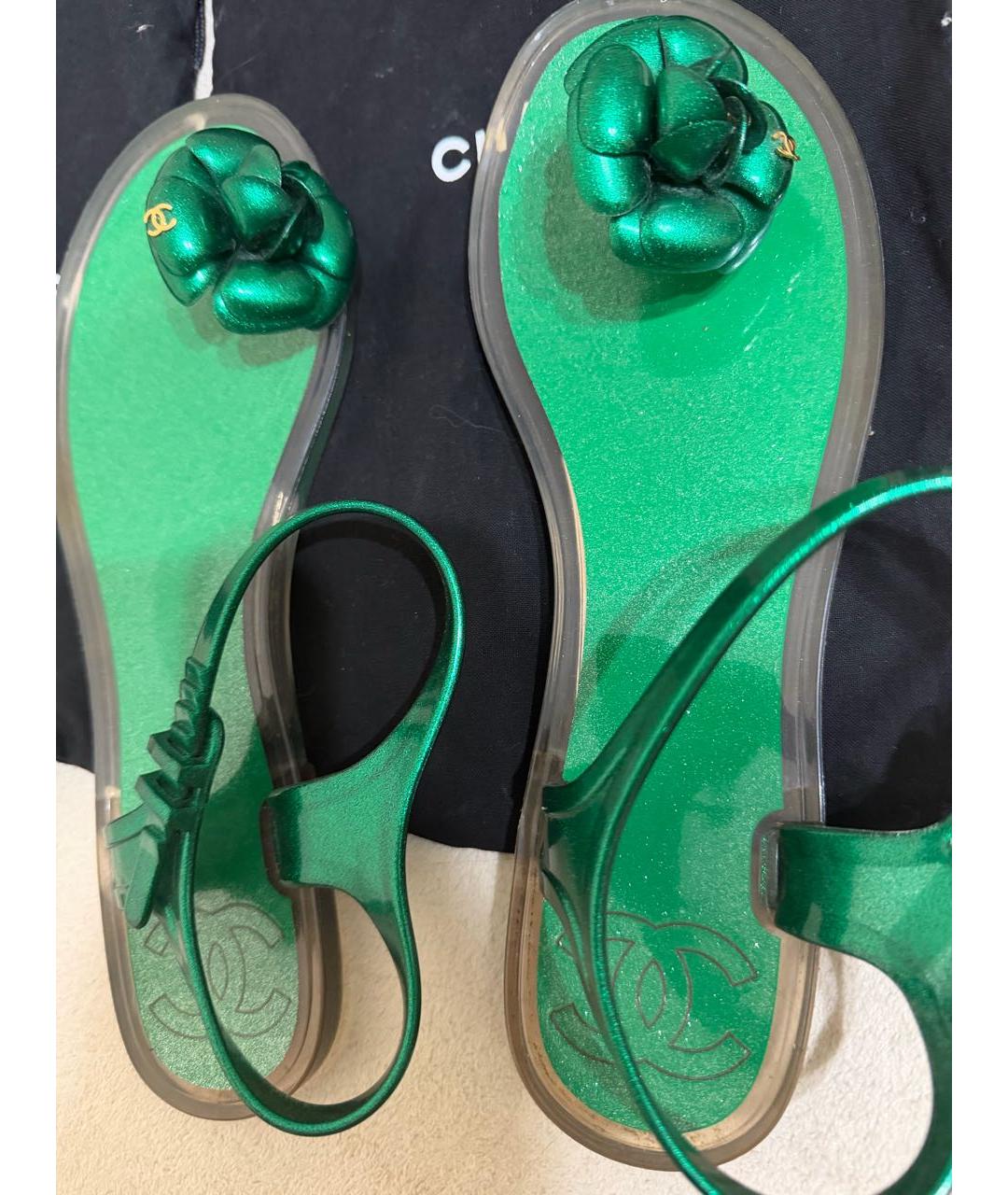 CHANEL Зеленые сандалии, фото 3