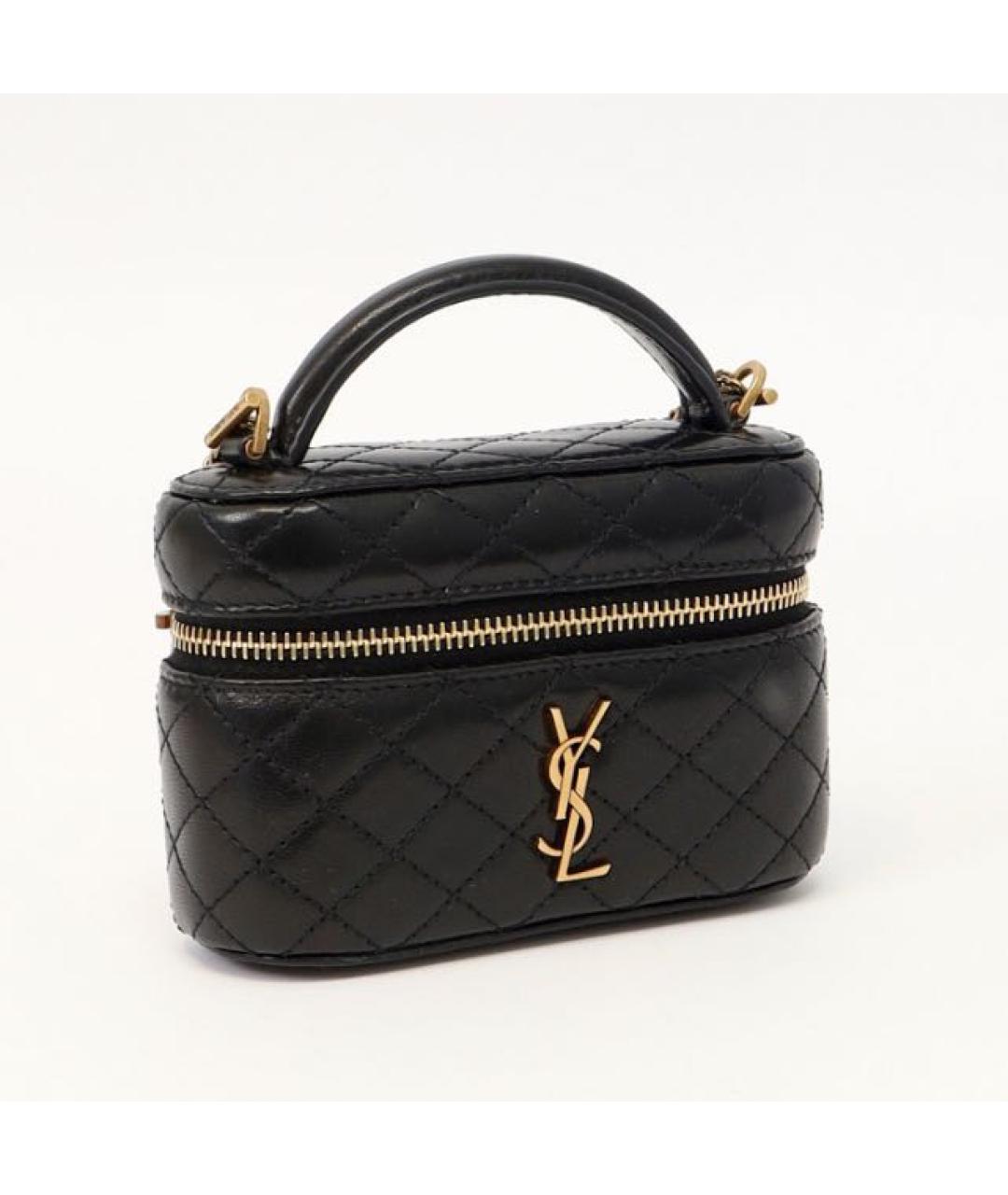 SAINT LAURENT Черная кожаная сумка через плечо, фото 3