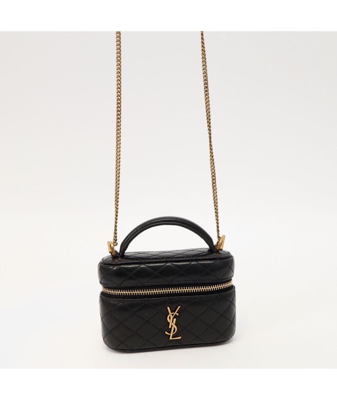 SAINT LAURENT Черная кожаная сумка через плечо, фото 5