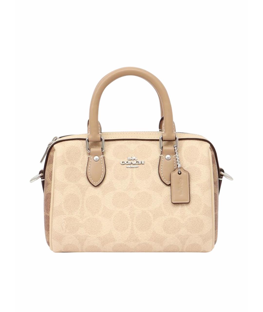 COACH Бежевая кожаная сумка через плечо, фото 1