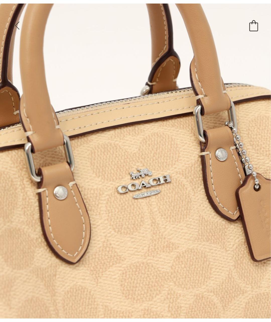 COACH Бежевая кожаная сумка через плечо, фото 6
