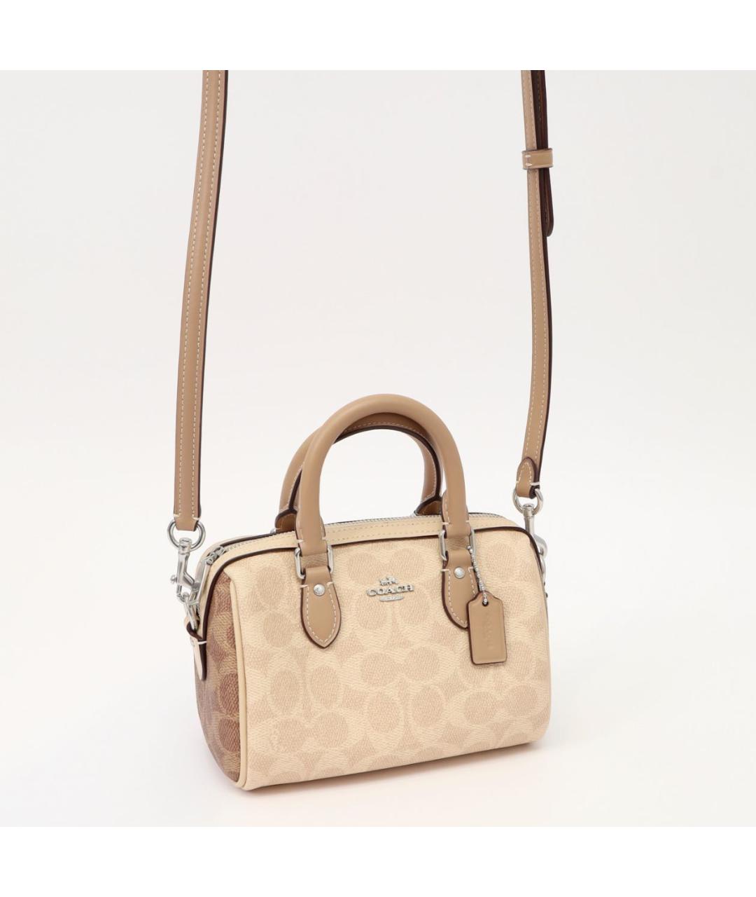 COACH Бежевая кожаная сумка через плечо, фото 5