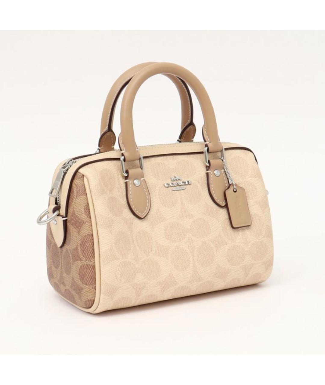 COACH Бежевая кожаная сумка через плечо, фото 3