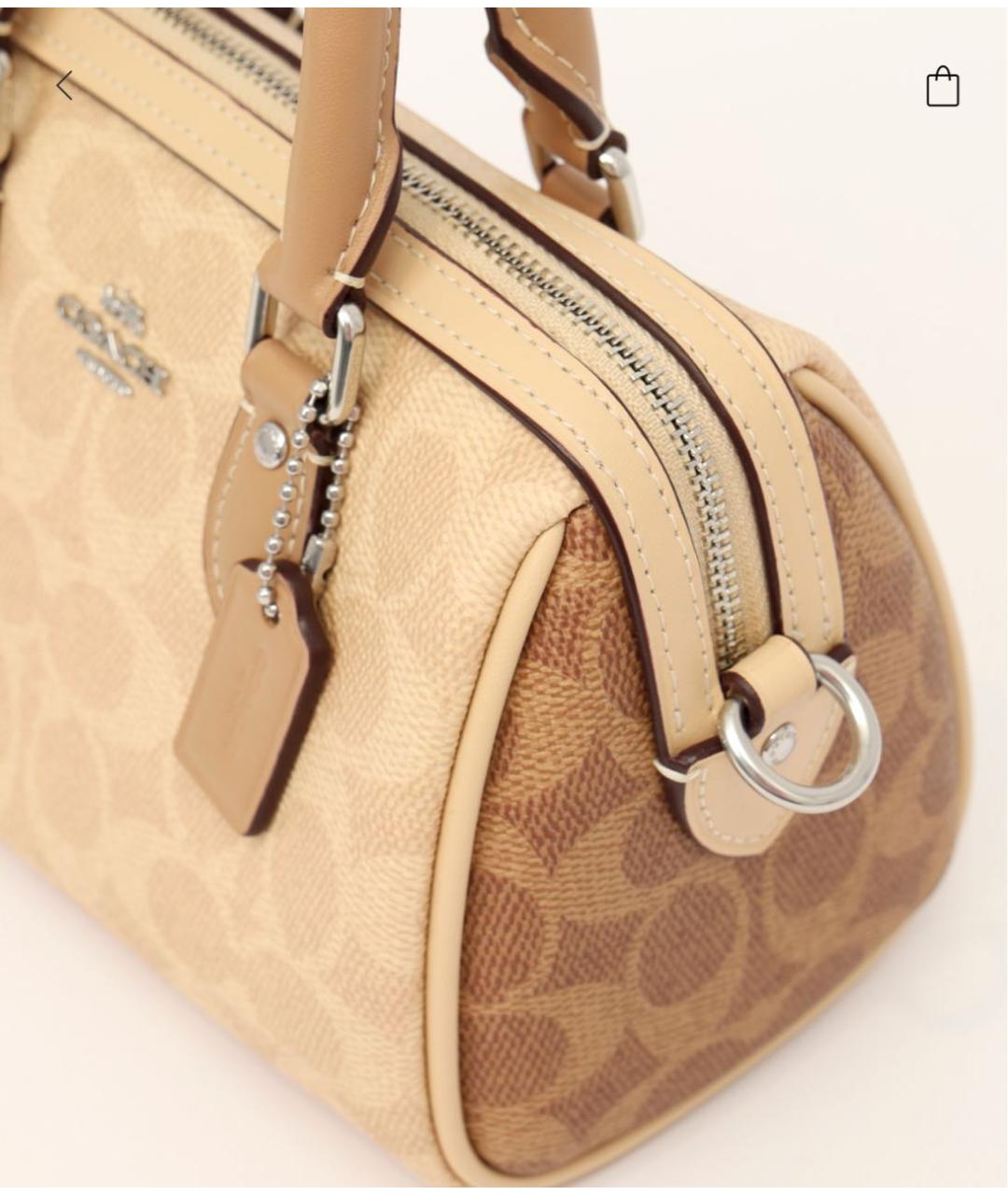 COACH Бежевая кожаная сумка через плечо, фото 8