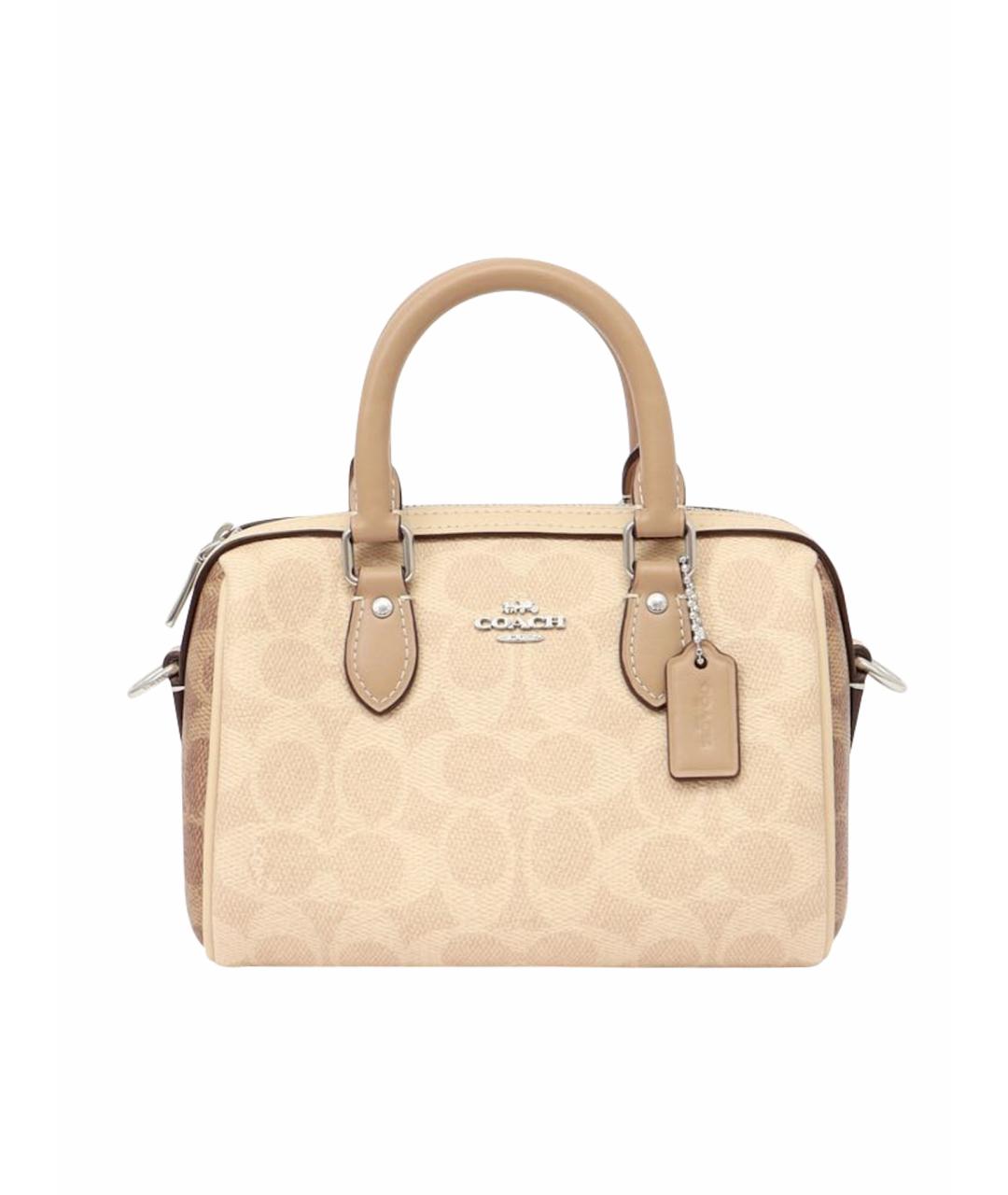 COACH Бежевая кожаная сумка через плечо, фото 9