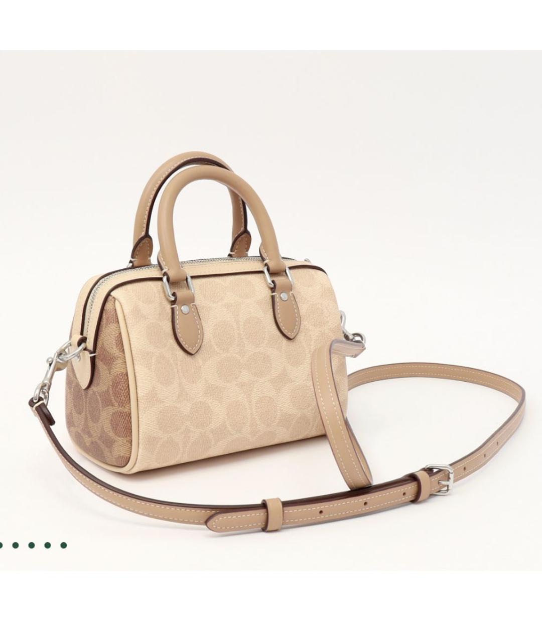 COACH Бежевая кожаная сумка через плечо, фото 4