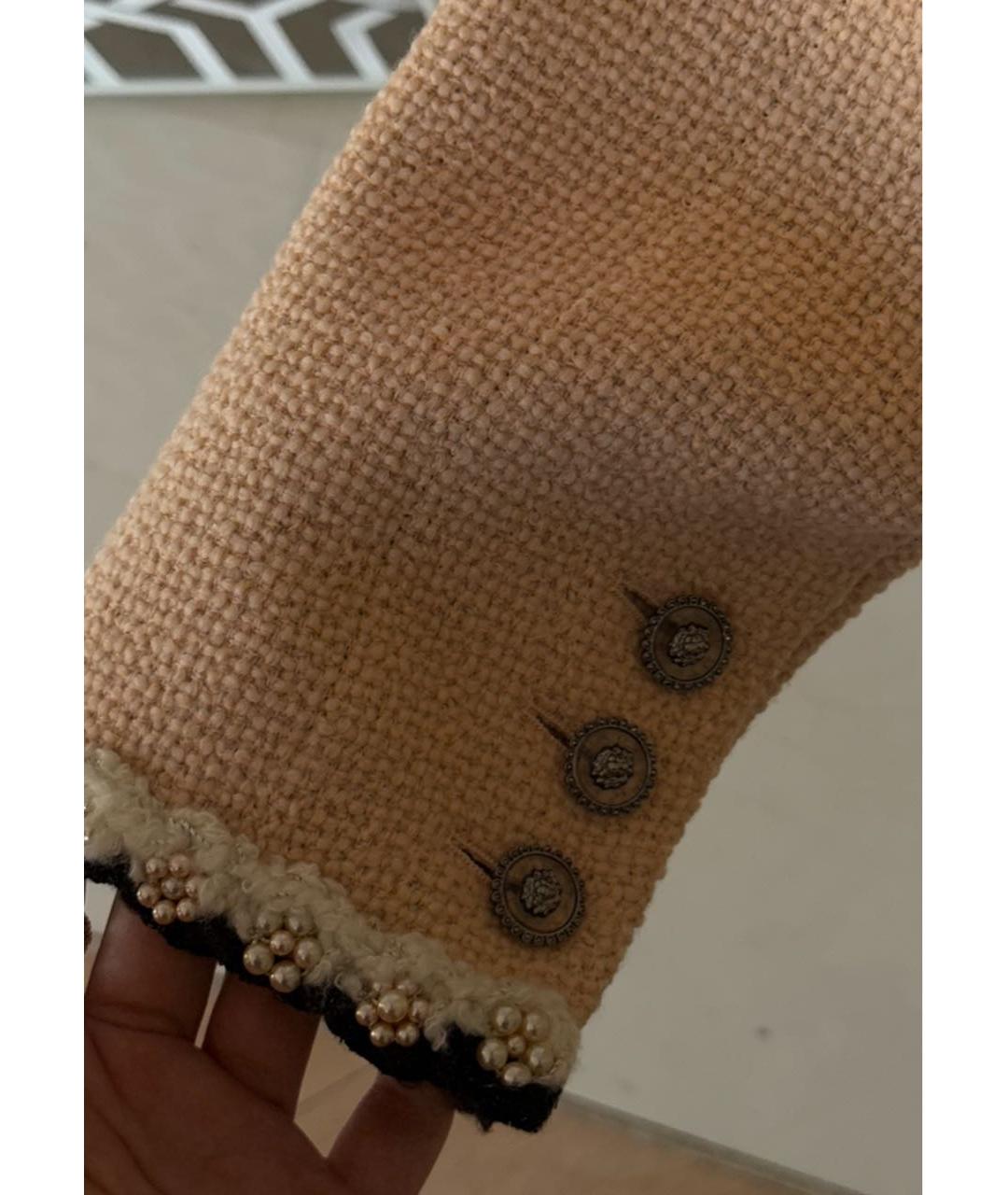 CHANEL Бежевый твидовый жакет/пиджак, фото 4