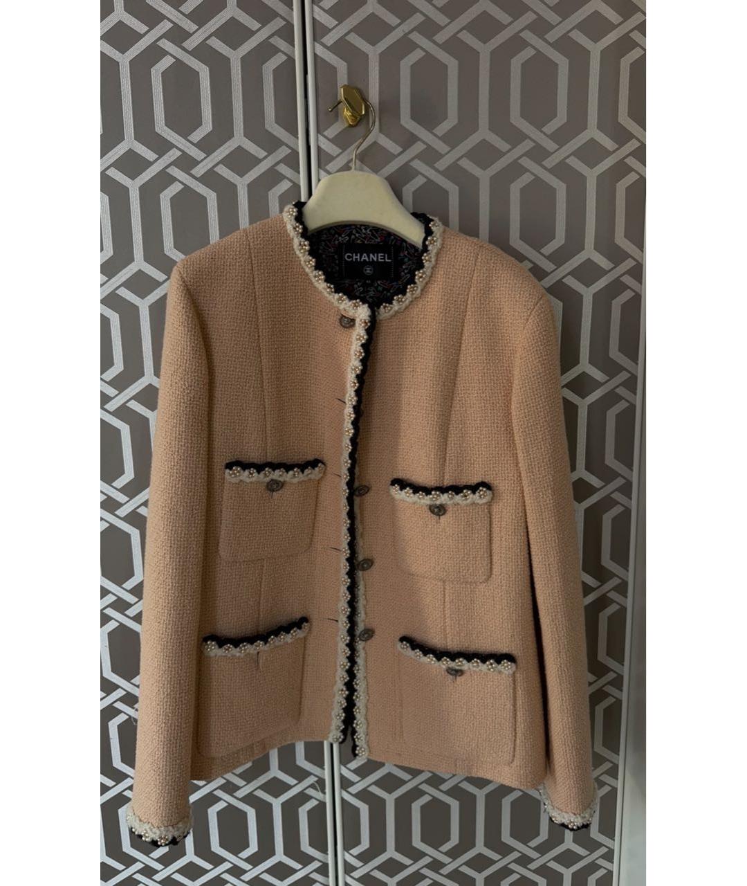 CHANEL Бежевый твидовый жакет/пиджак, фото 6