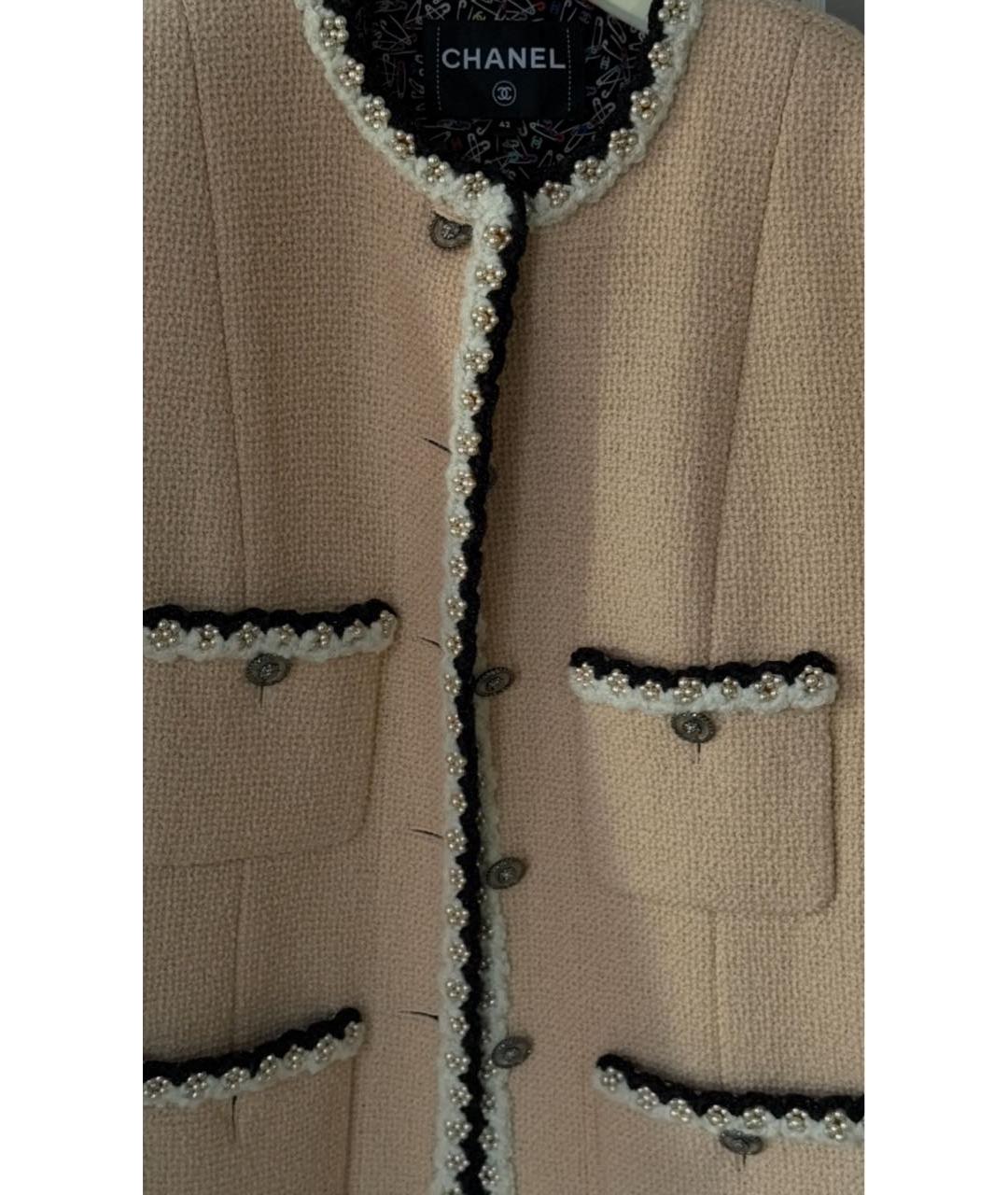 CHANEL Бежевый твидовый жакет/пиджак, фото 2