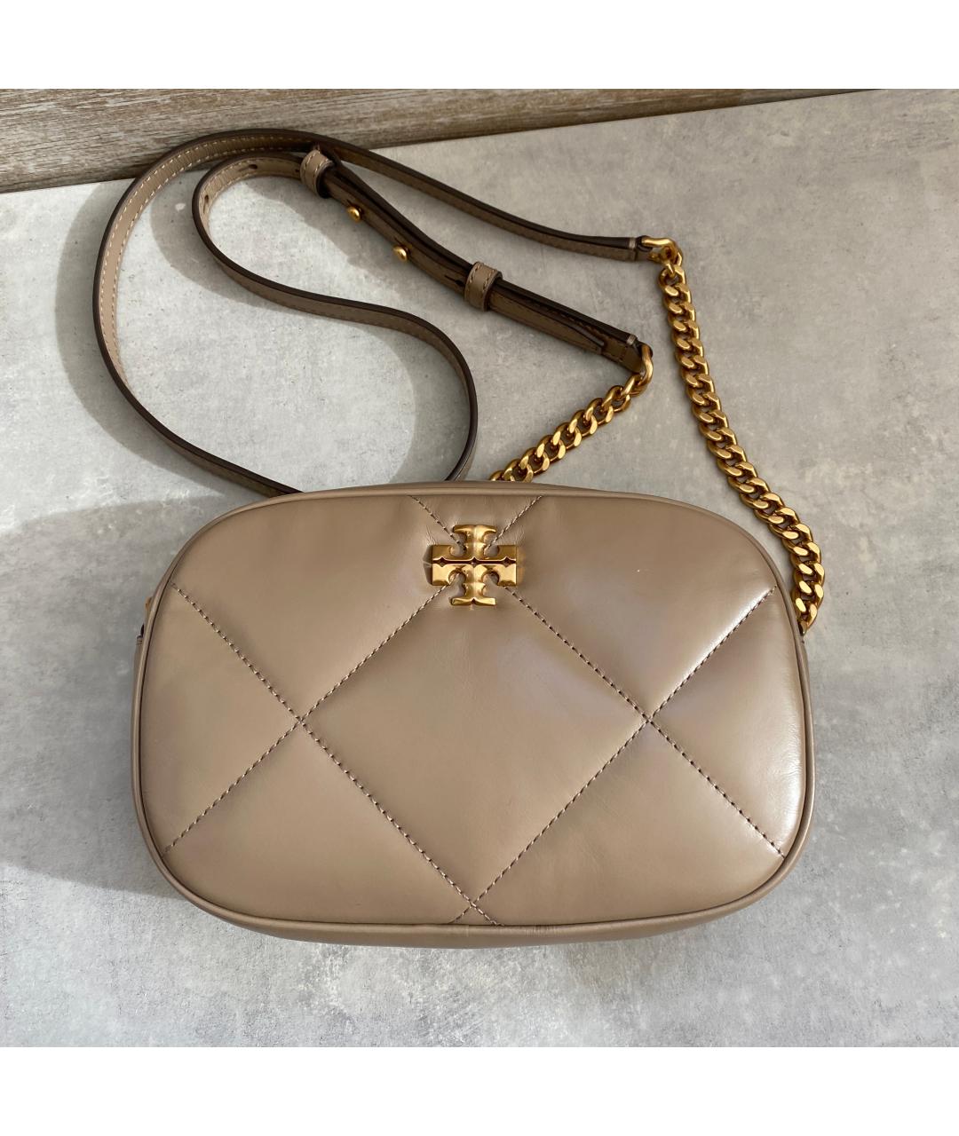 TORY BURCH Бежевая кожаная сумка через плечо, фото 2