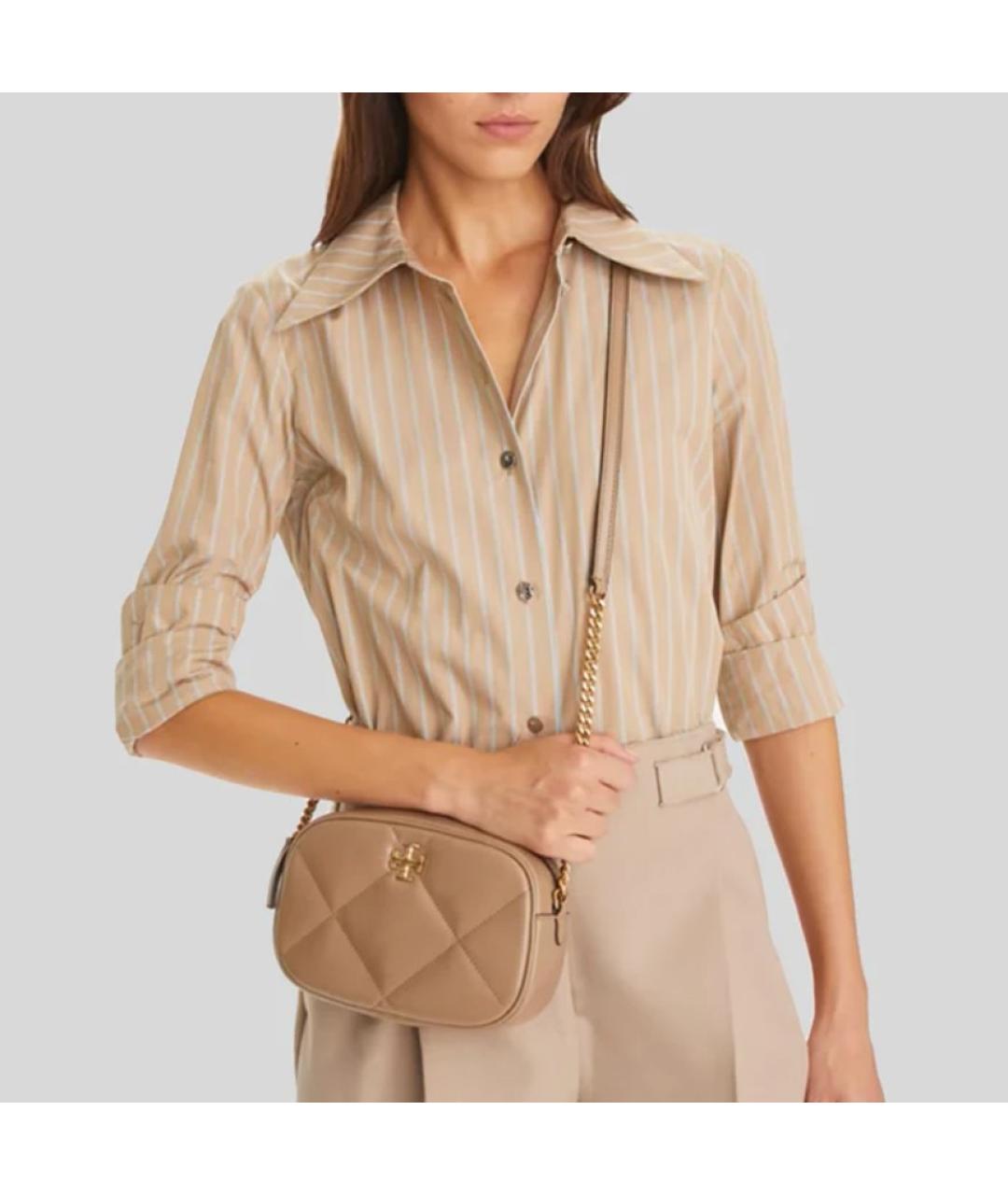 TORY BURCH Бежевая кожаная сумка через плечо, фото 4