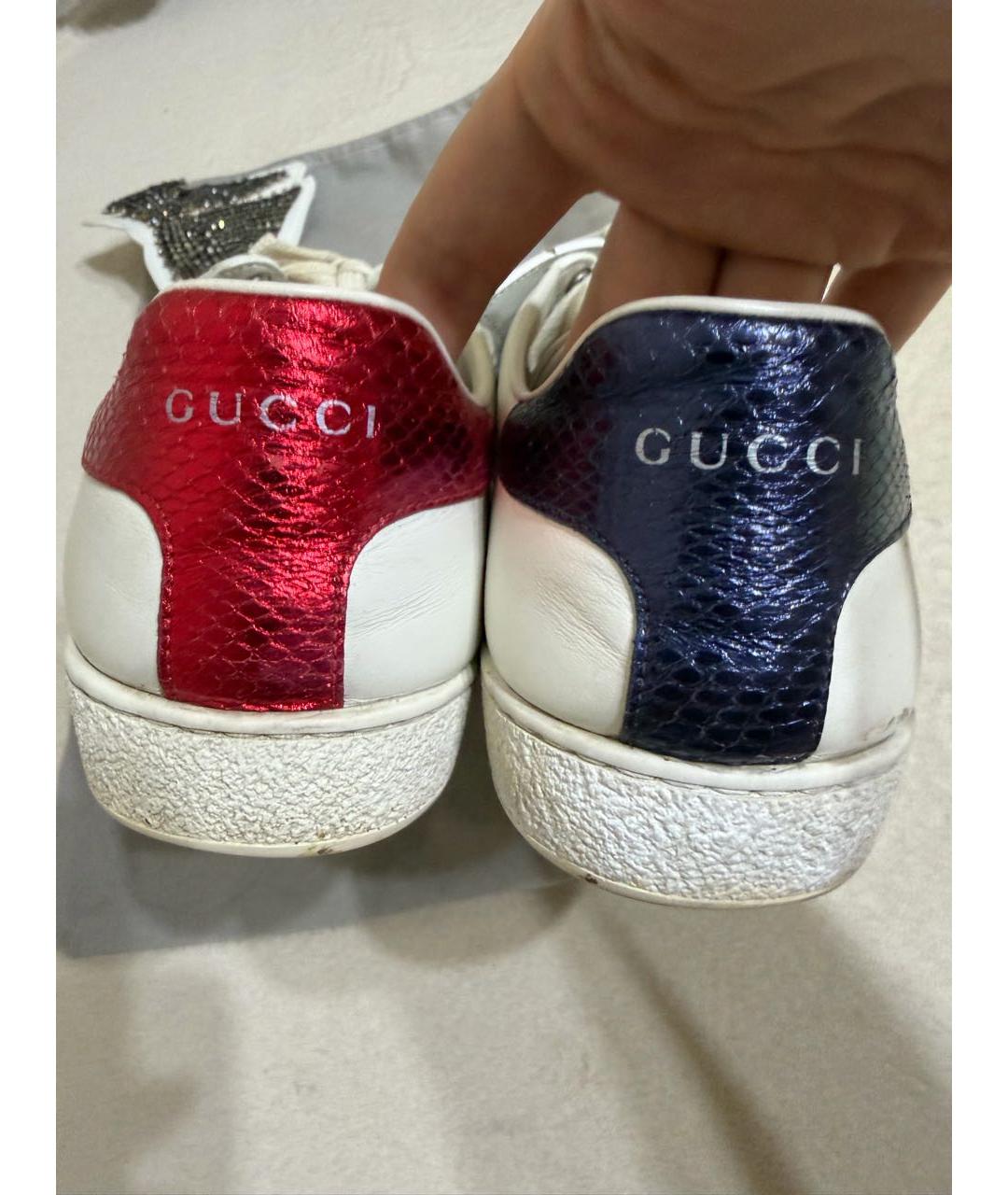 GUCCI Белые кожаные кеды, фото 8