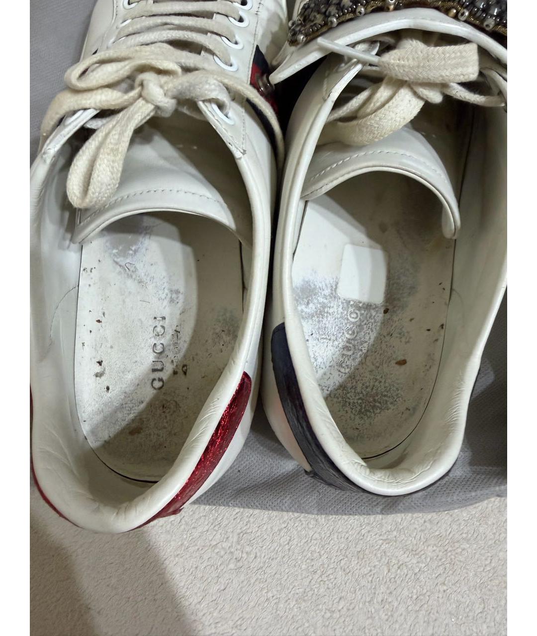 GUCCI Белые кожаные кеды, фото 5