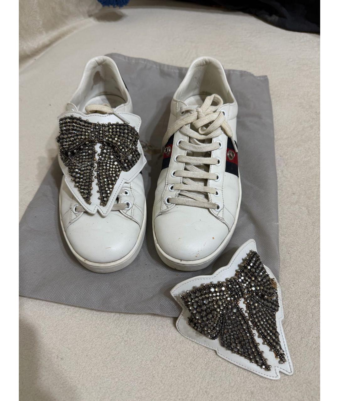 GUCCI Белые кожаные кеды, фото 2