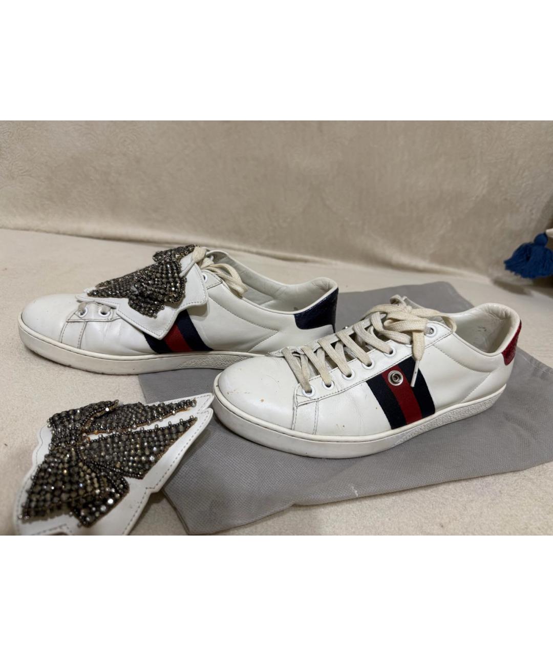 GUCCI Белые кожаные кеды, фото 9