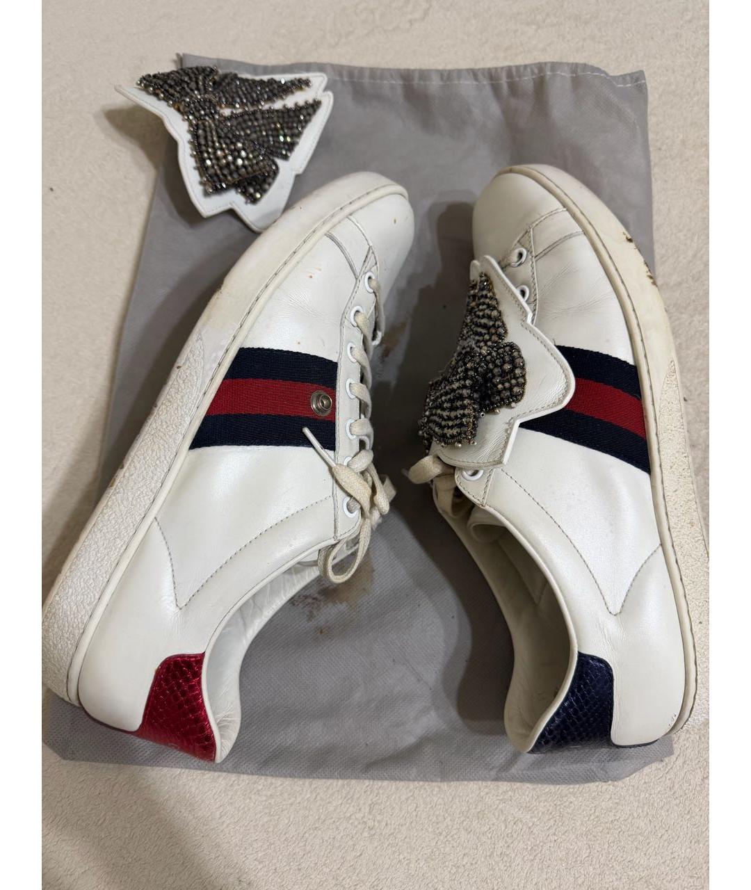 GUCCI Белые кожаные кеды, фото 6