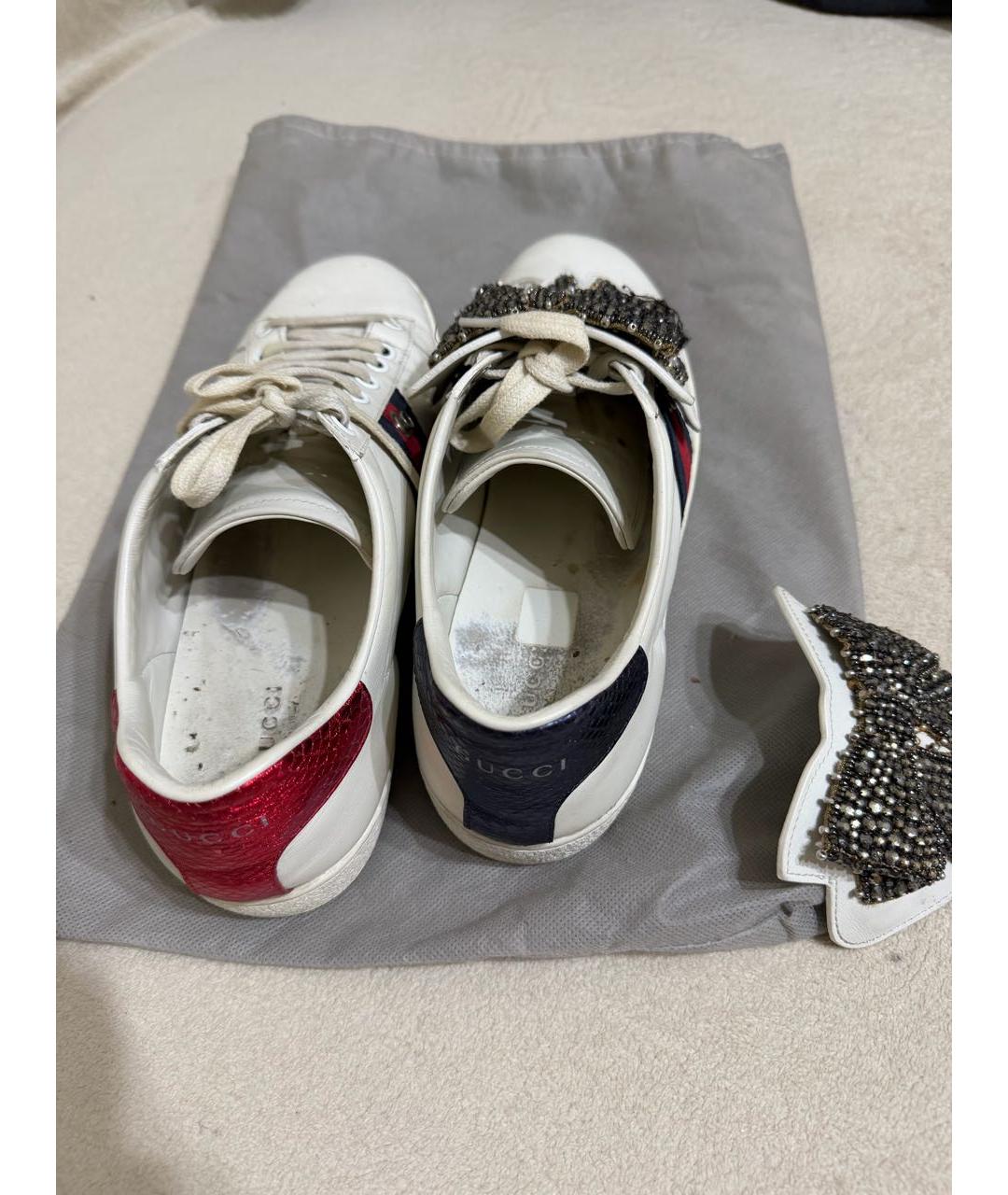 GUCCI Белые кожаные кеды, фото 3