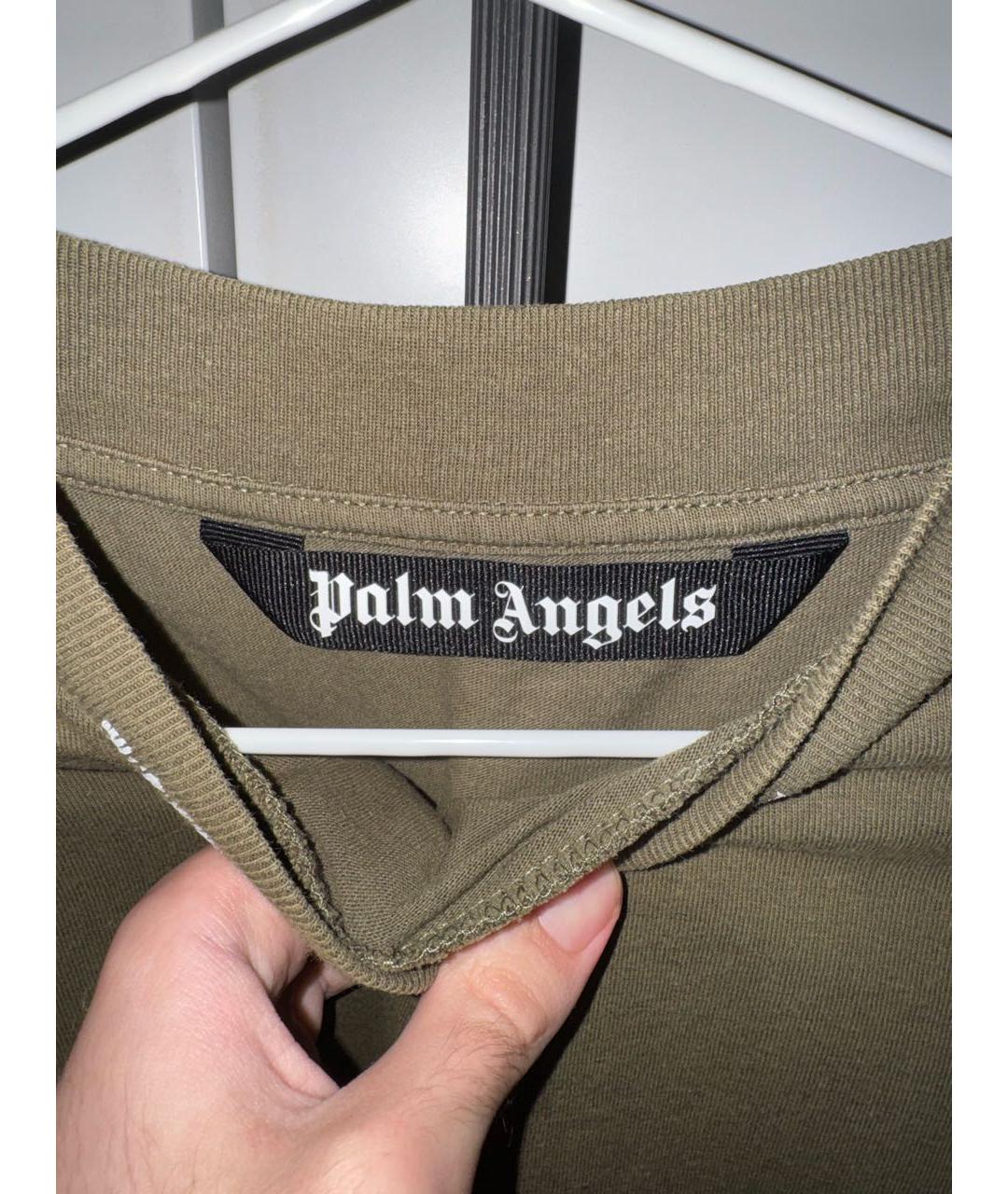 PALM ANGELS Хаки хлопковая футболка, фото 3