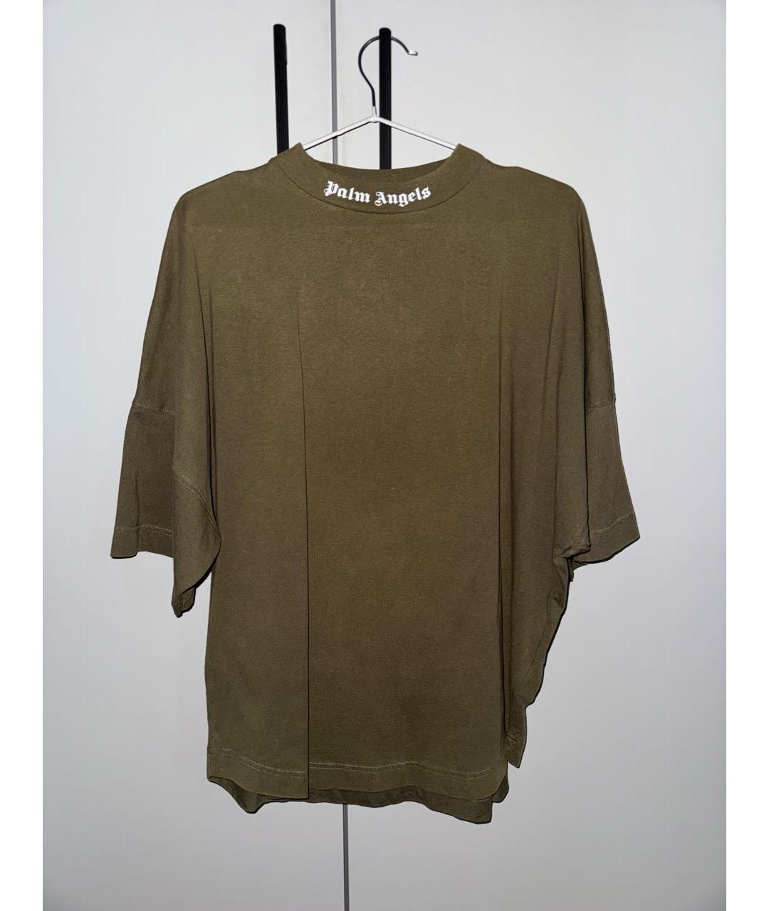 PALM ANGELS Хаки хлопковая футболка, фото 6