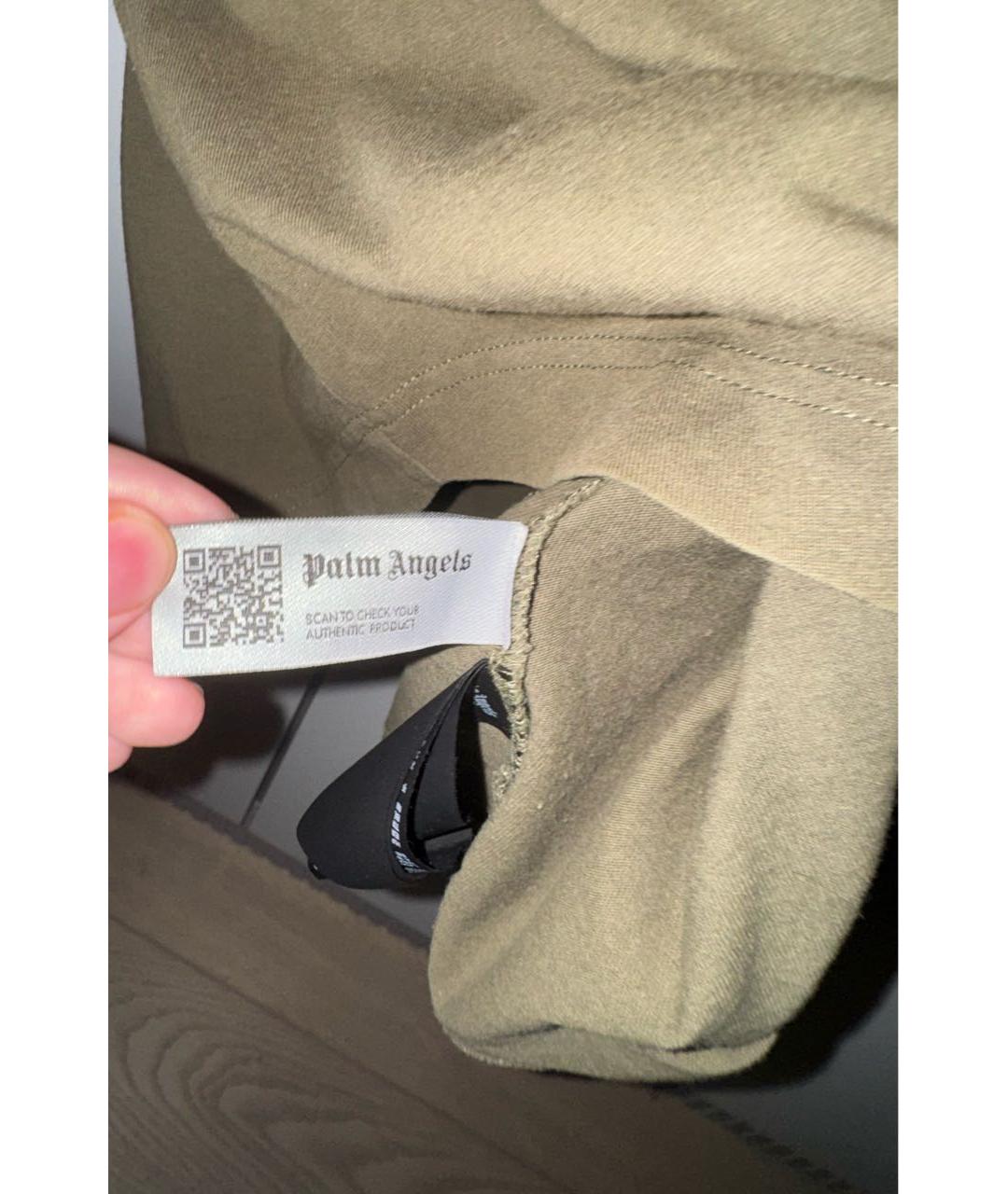 PALM ANGELS Хаки хлопковая футболка, фото 4