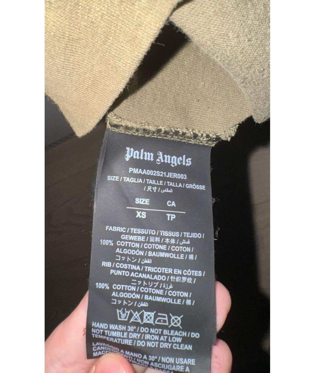 PALM ANGELS Хаки хлопковая футболка, фото 5