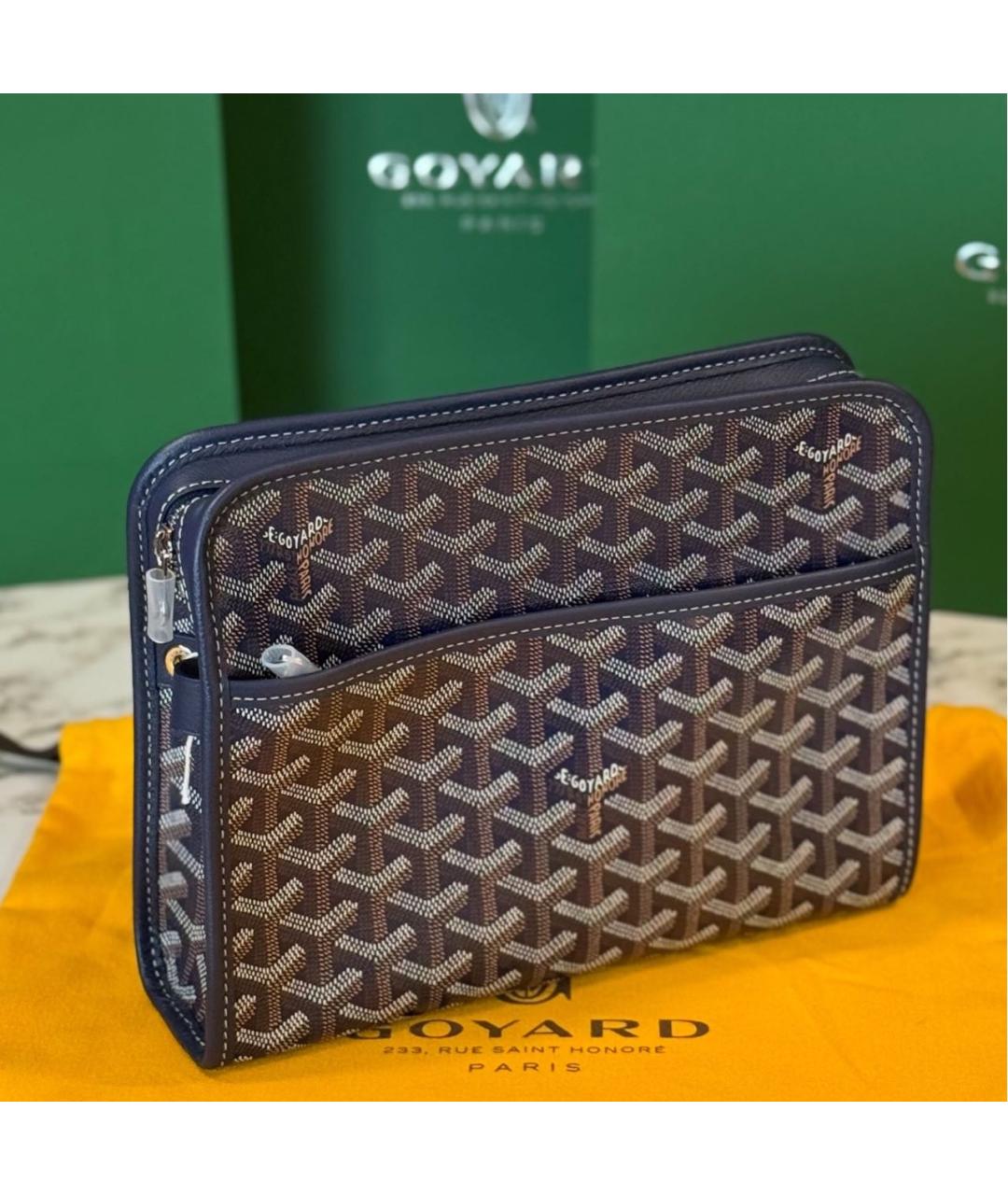 GOYARD Синяя кожаная барсетка, фото 2