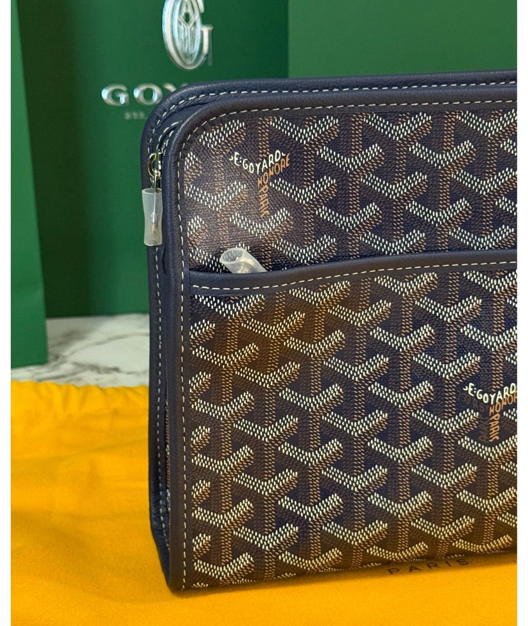 GOYARD Синяя кожаная барсетка, фото 4